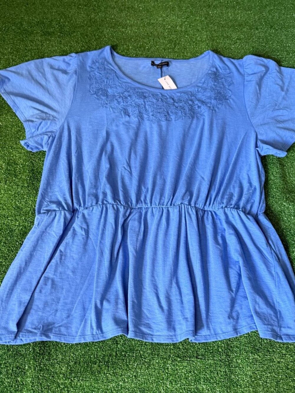 Lane Bryant Flutter Sleeve Scoop Neck Peplum Embroidered Blouse Top 22/24 NWT